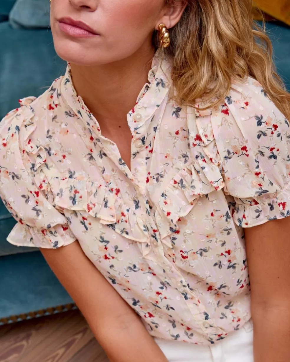 BLUSAS Y CAMISAS>Polin et moi Blusa Flor Cruma Crudo