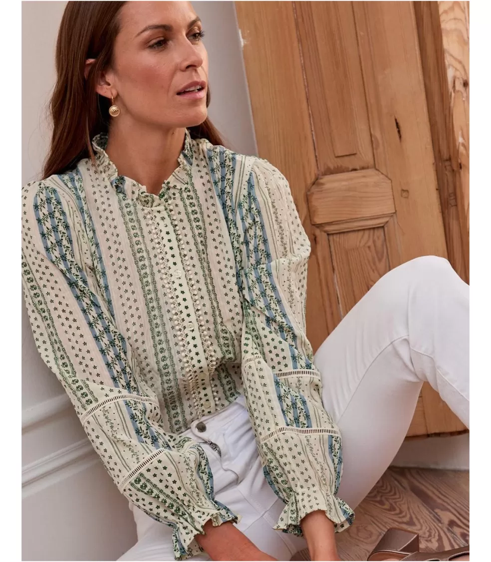 BLUSAS Y CAMISAS>Polin et moi Blusa Flor Mogor BEIGE