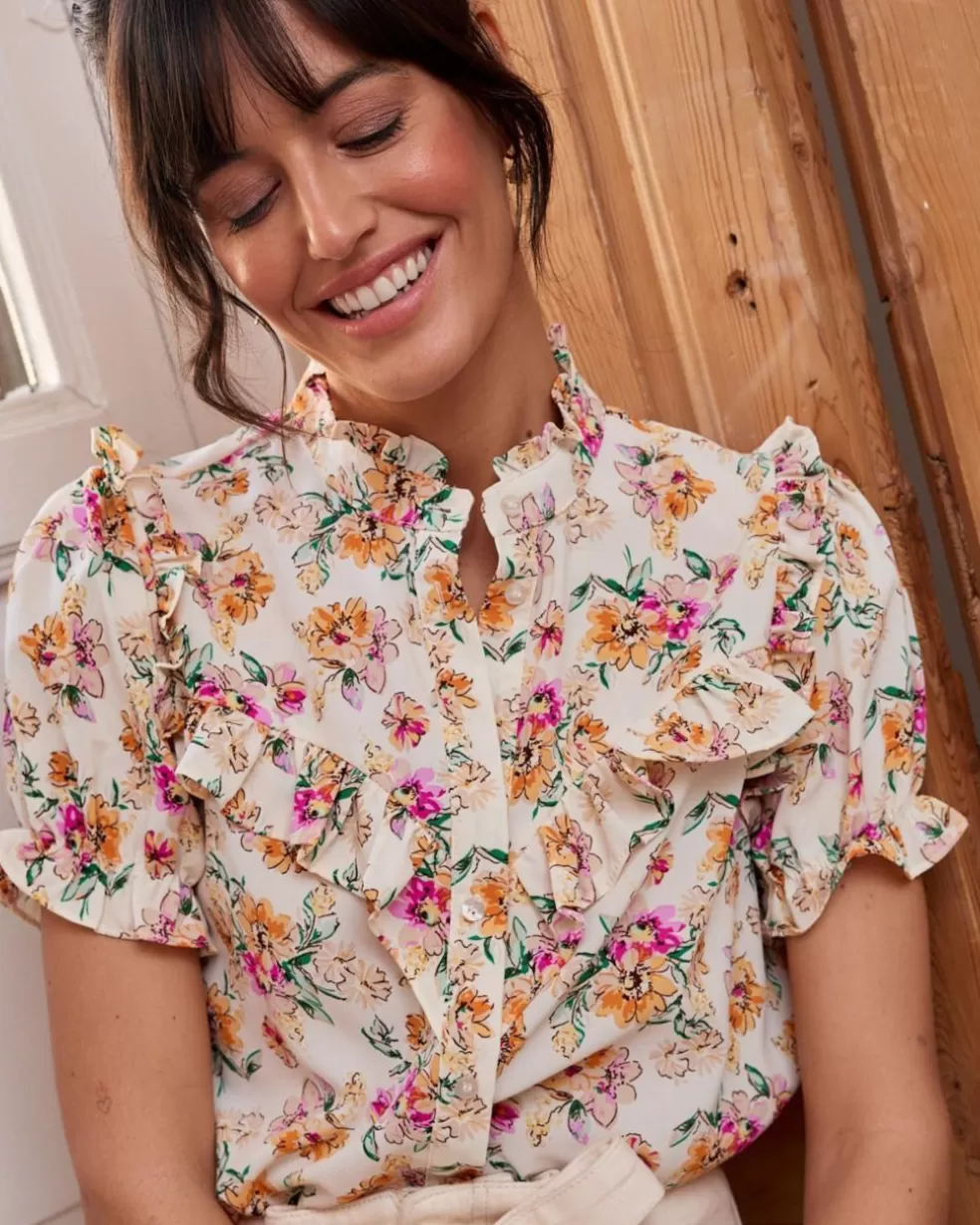 BLUSAS Y CAMISAS>Polin et moi Blusa Flor Vilantia Crudo