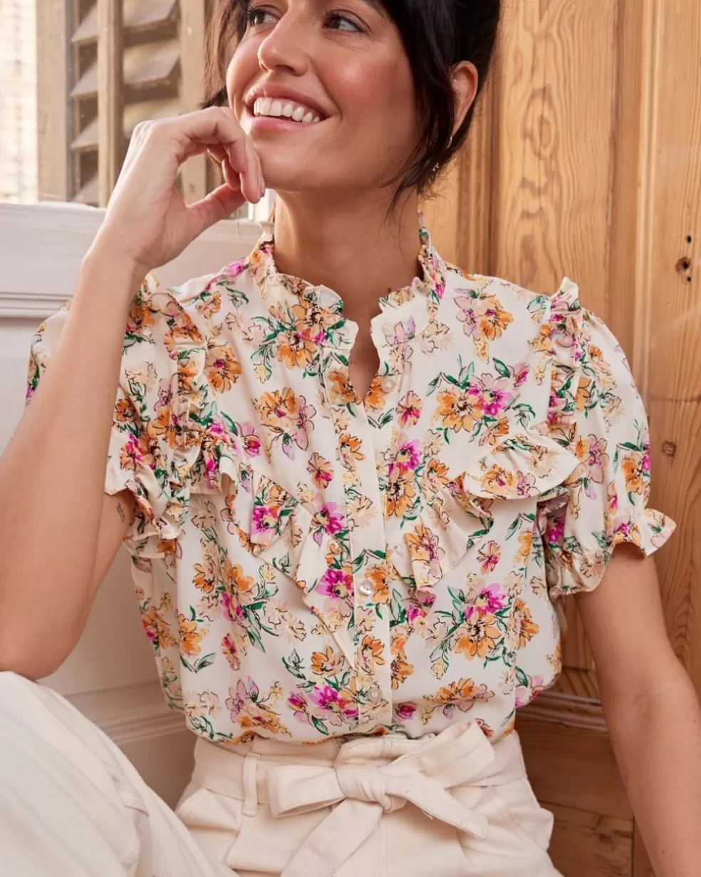 BLUSAS Y CAMISAS>Polin et moi Blusa Flor Vilantia Crudo