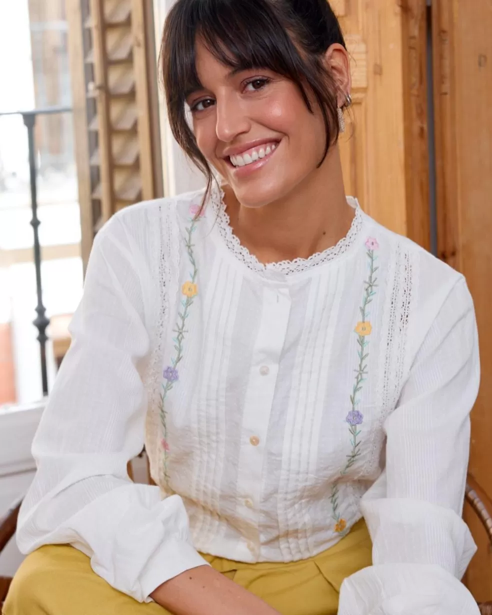 BLUSAS Y CAMISAS>Polin et moi Blusa Flores Daphne blanco