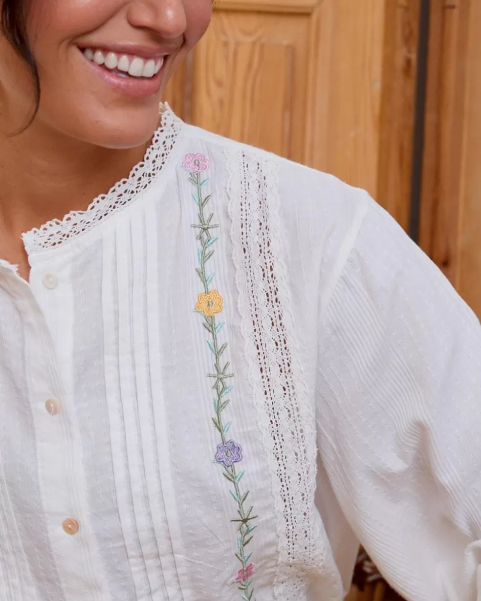 BLUSAS Y CAMISAS>Polin et moi Blusa Flores Daphne blanco