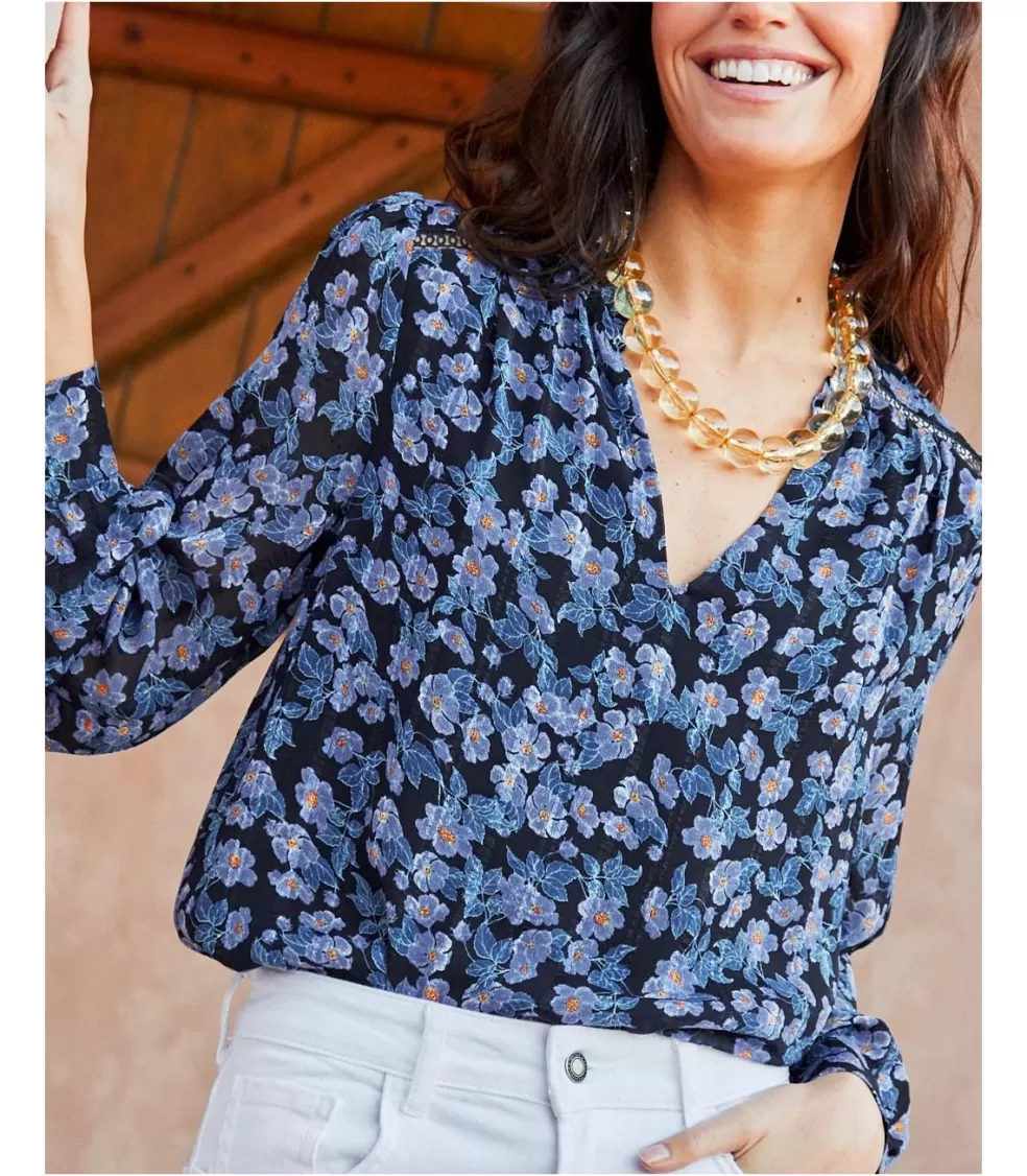 BLUSAS Y CAMISAS>Polin et moi Blusa Flores Xeima negro