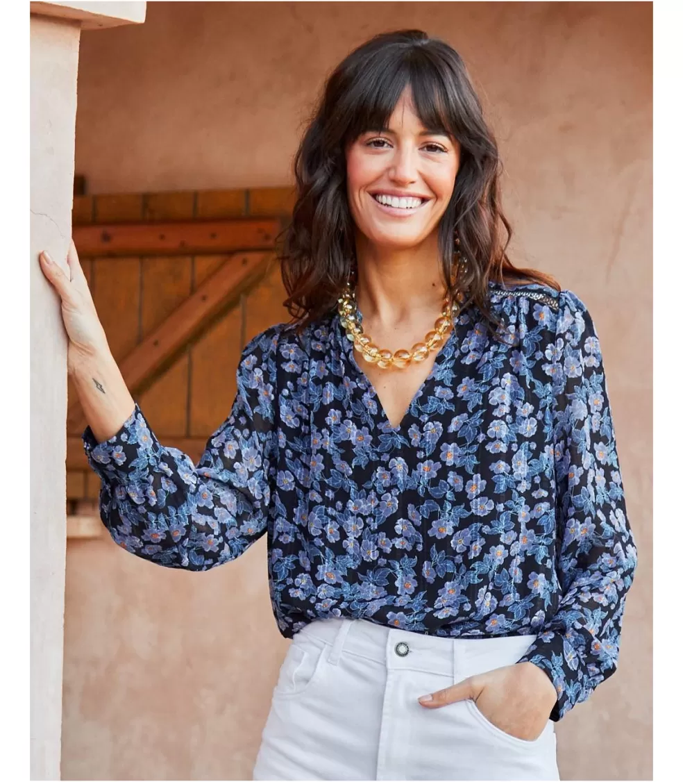 BLUSAS Y CAMISAS>Polin et moi Blusa Flores Xeima negro