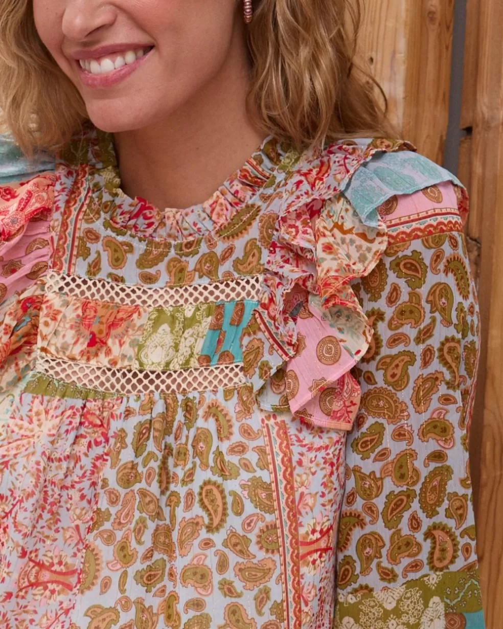 BLUSAS Y CAMISAS>Polin et moi Blusa Patchwork Cloete Salmon