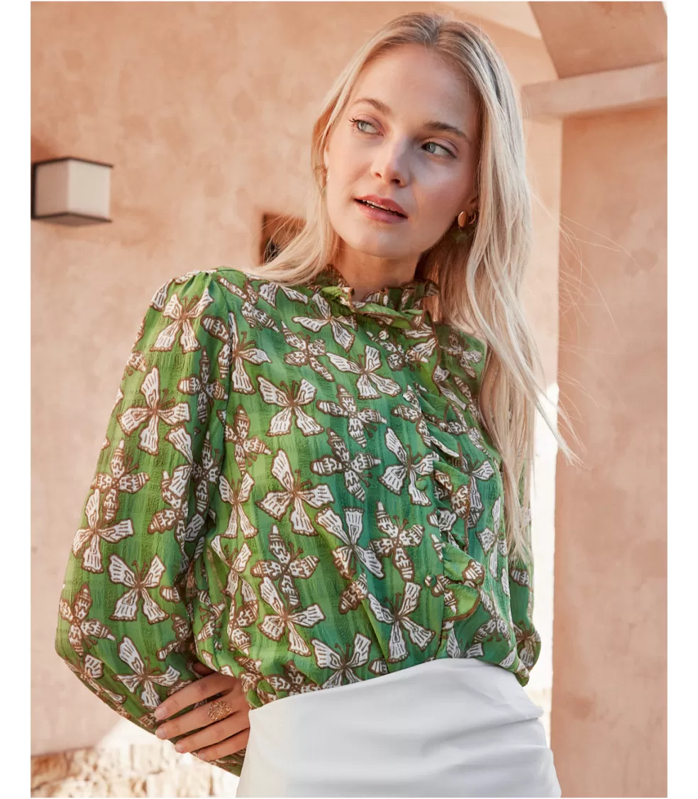 BLUSAS Y CAMISAS>Polin et moi Blusa Volantes Aneva VERDE MANZANA/ MENTA