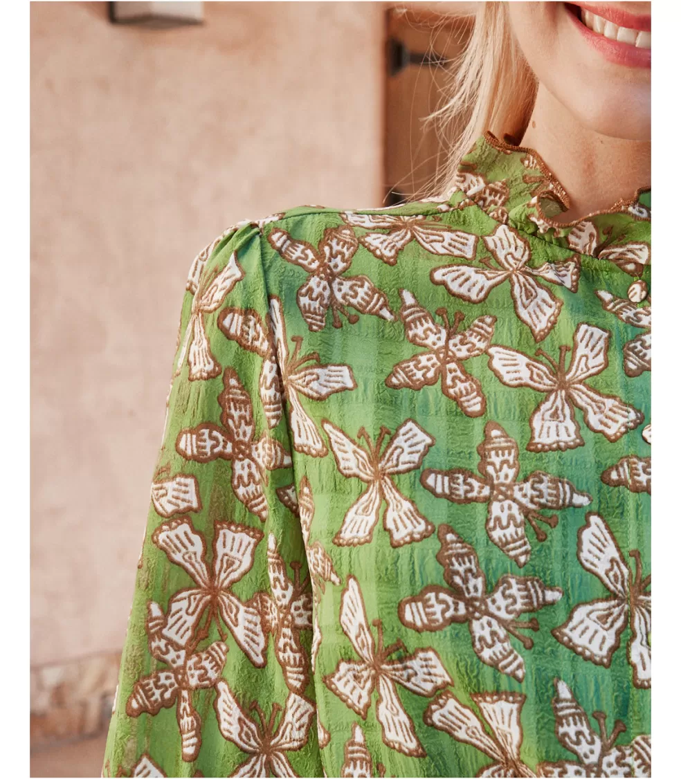 BLUSAS Y CAMISAS>Polin et moi Blusa Volantes Aneva VERDE MANZANA/ MENTA