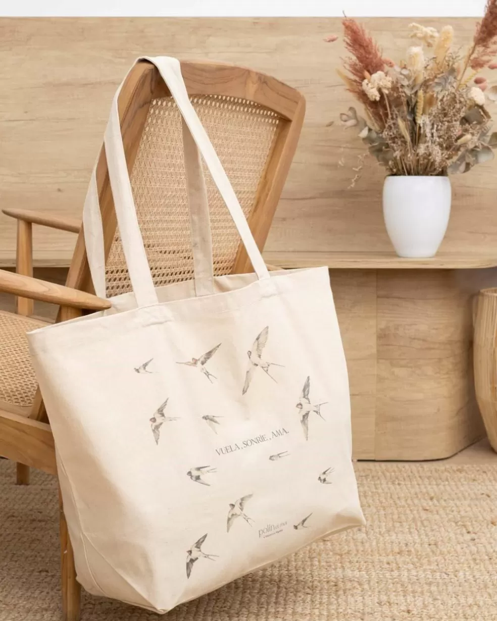 BOLSOS>Polin et moi Bolsa Solidaria “El vuelo de las golondrinas” Beige