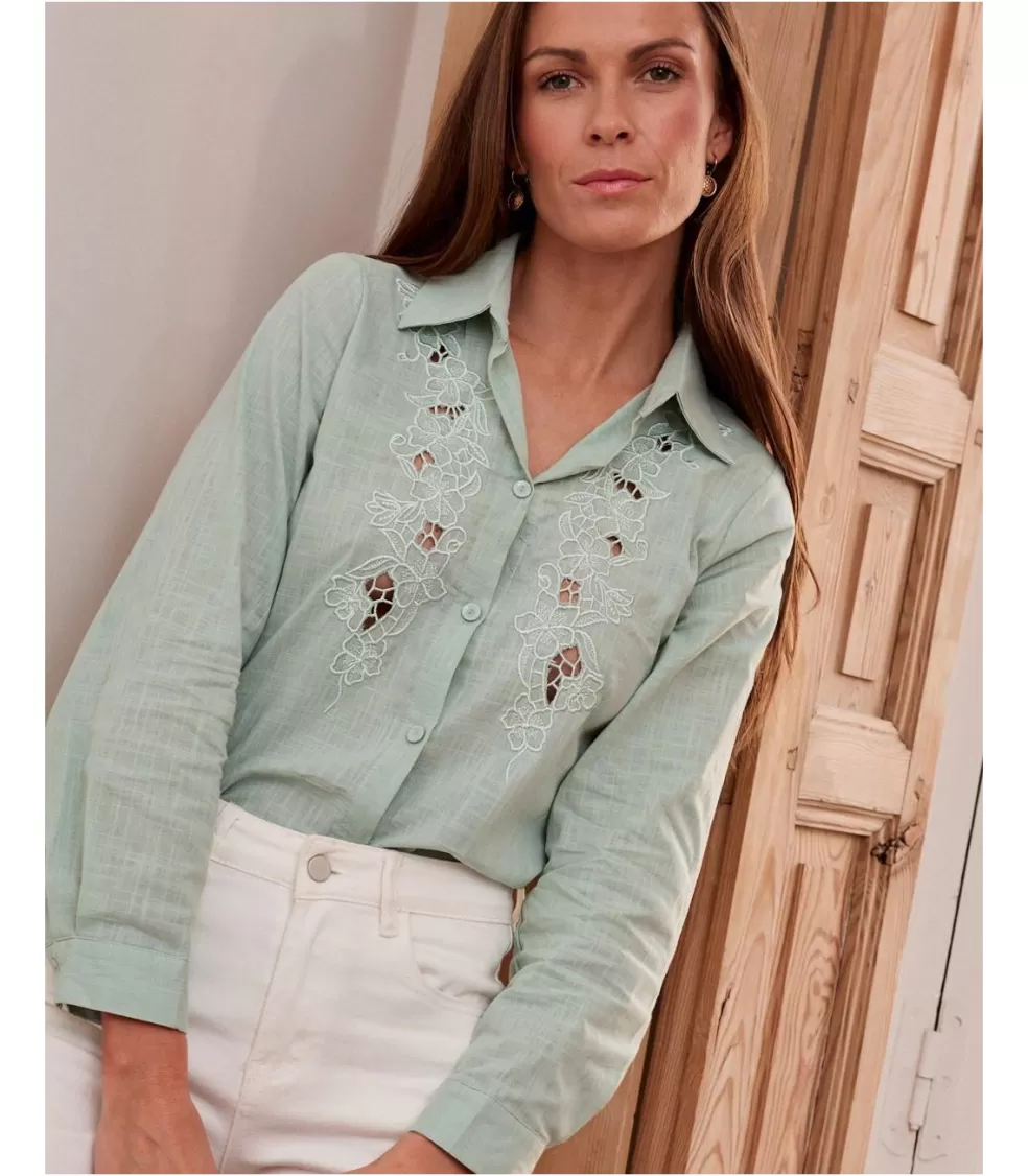 BLUSAS Y CAMISAS>Polin et moi Camisa Bordados Priscilia Menta