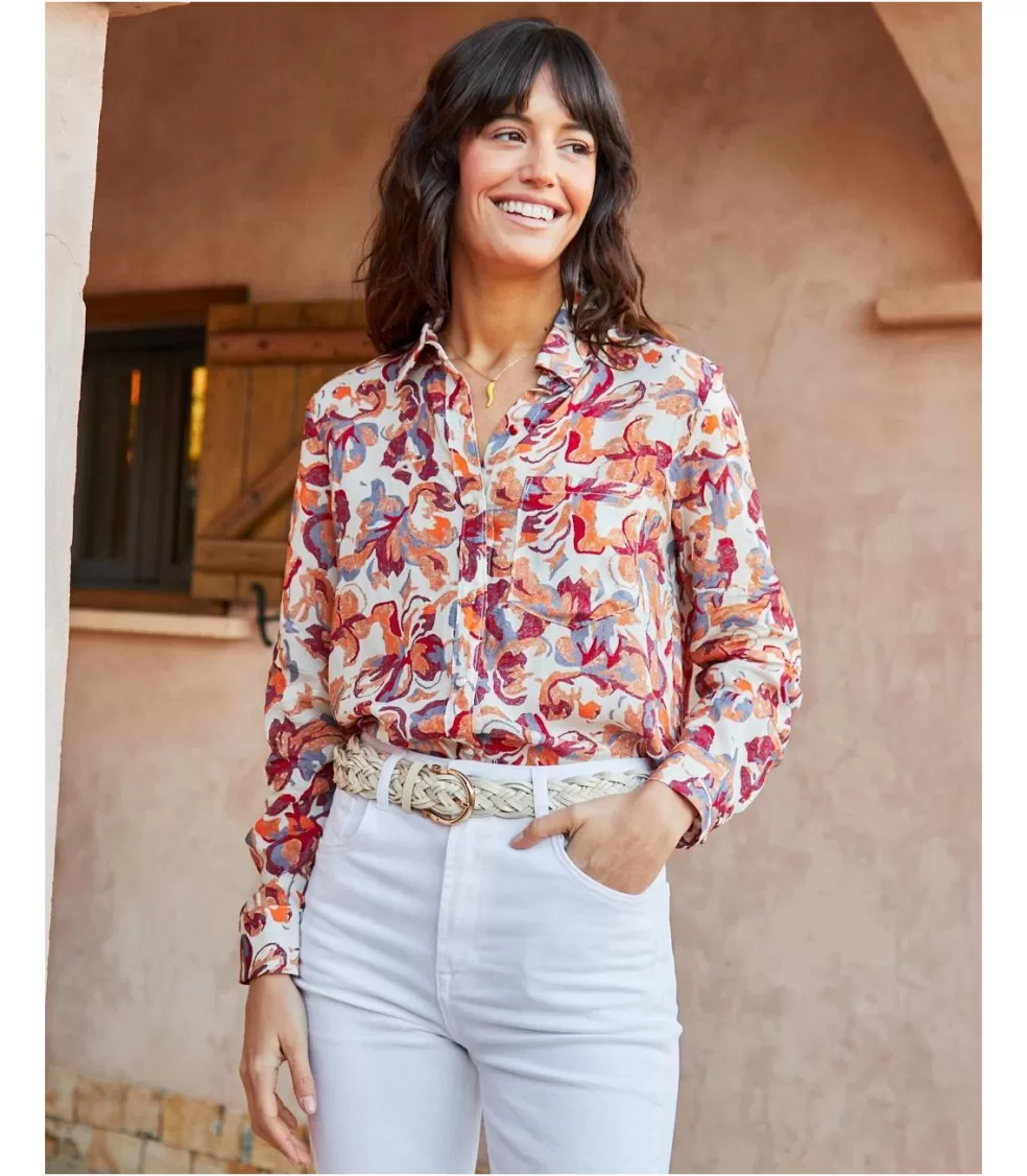 BLUSAS Y CAMISAS>Polin et moi Camisa Estampada Aidana NARANJA