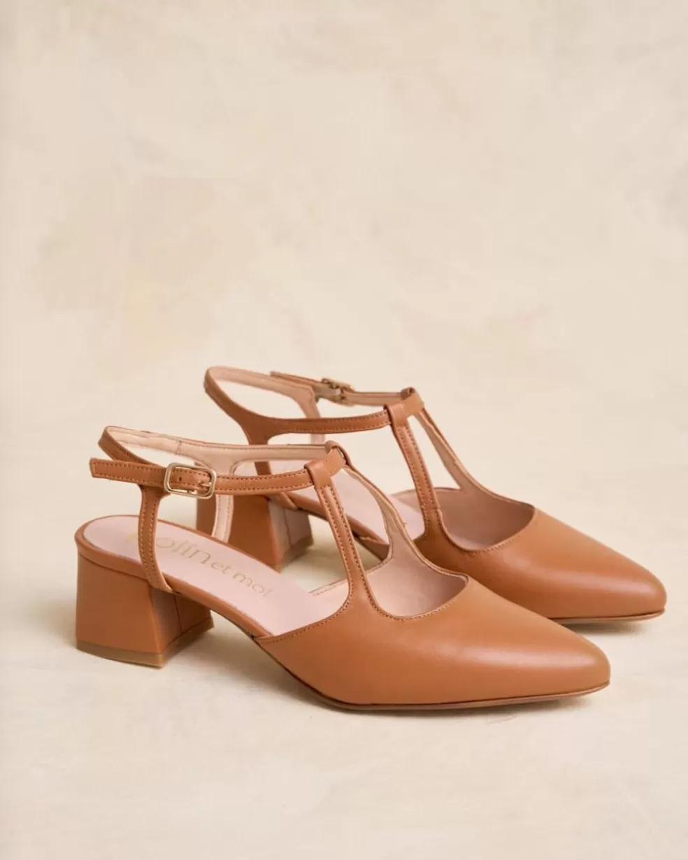 ZAPATOS DE TACÓN>Polin et moi Mary Jane Punta Eria camel