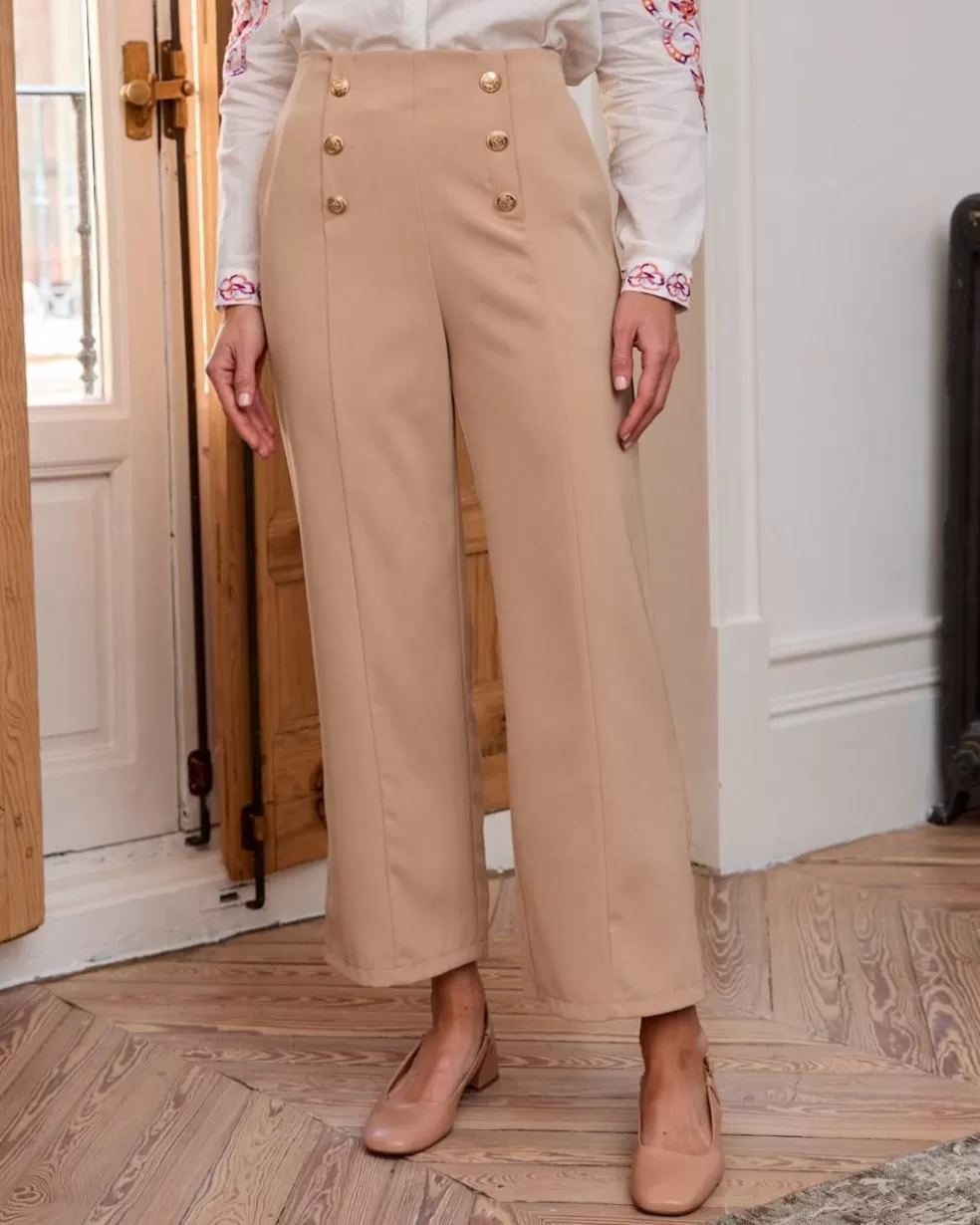 PANTALONES>Polin et moi Pantalón Botones Monique BEIGE