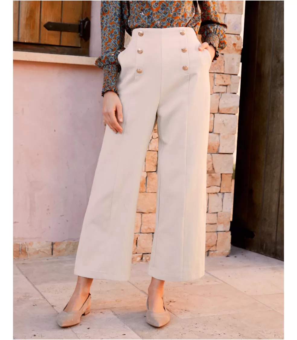 PANTALONES>Polin et moi Pantalón Botones Neta Beige