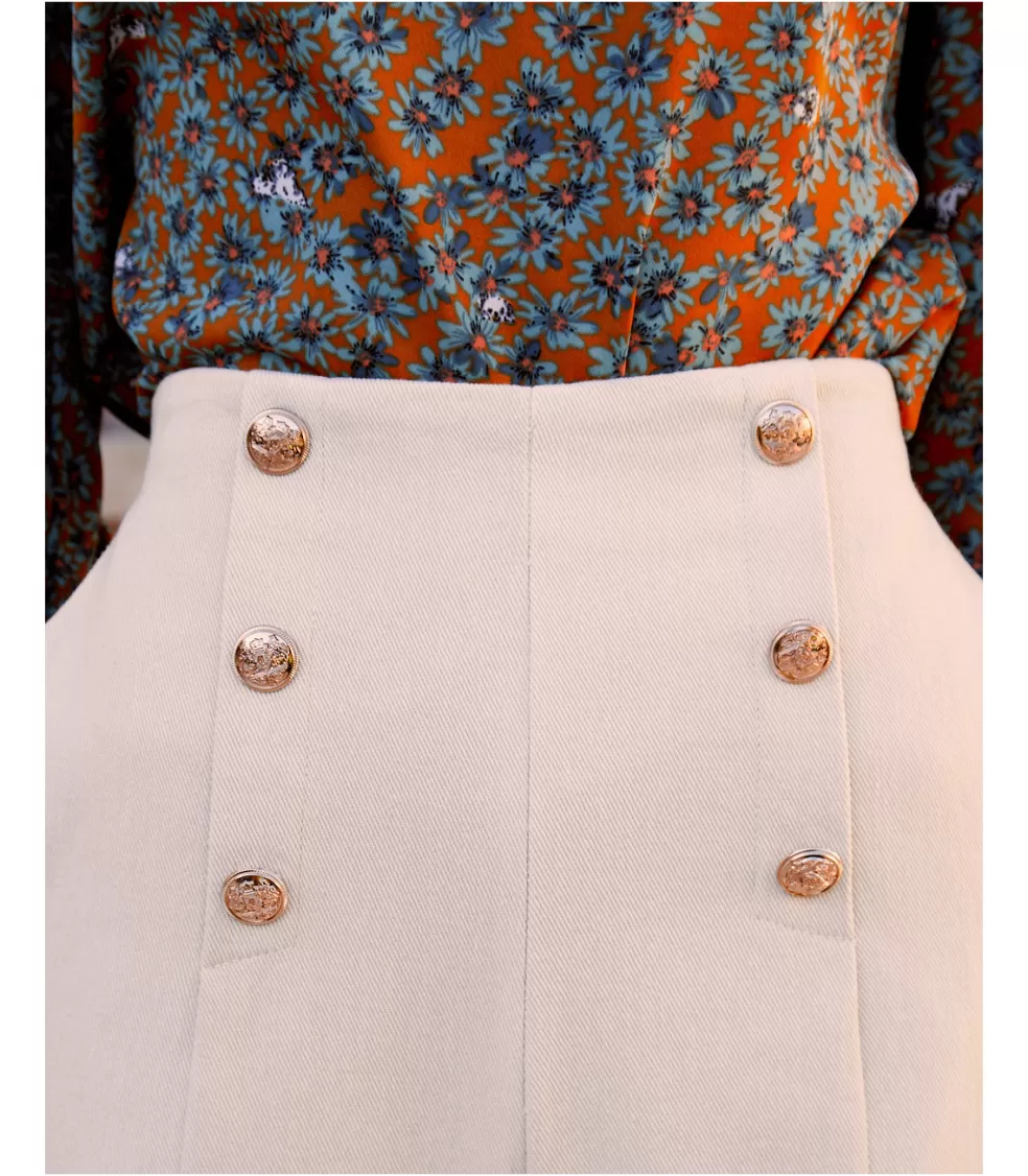PANTALONES>Polin et moi Pantalón Botones Neta Beige