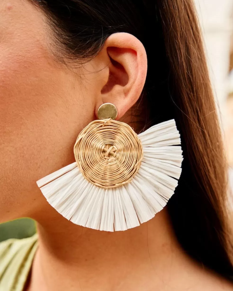 BISUTERÍA | FERIA>Polin et moi Pendientes Flecos Mirna blanco