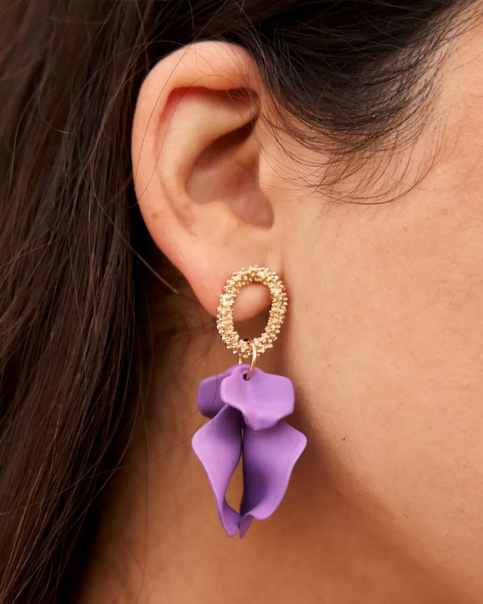 COMPLEMENTOS | BISUTERÍA>Polin et moi Pendientes Flor Ariel Morado