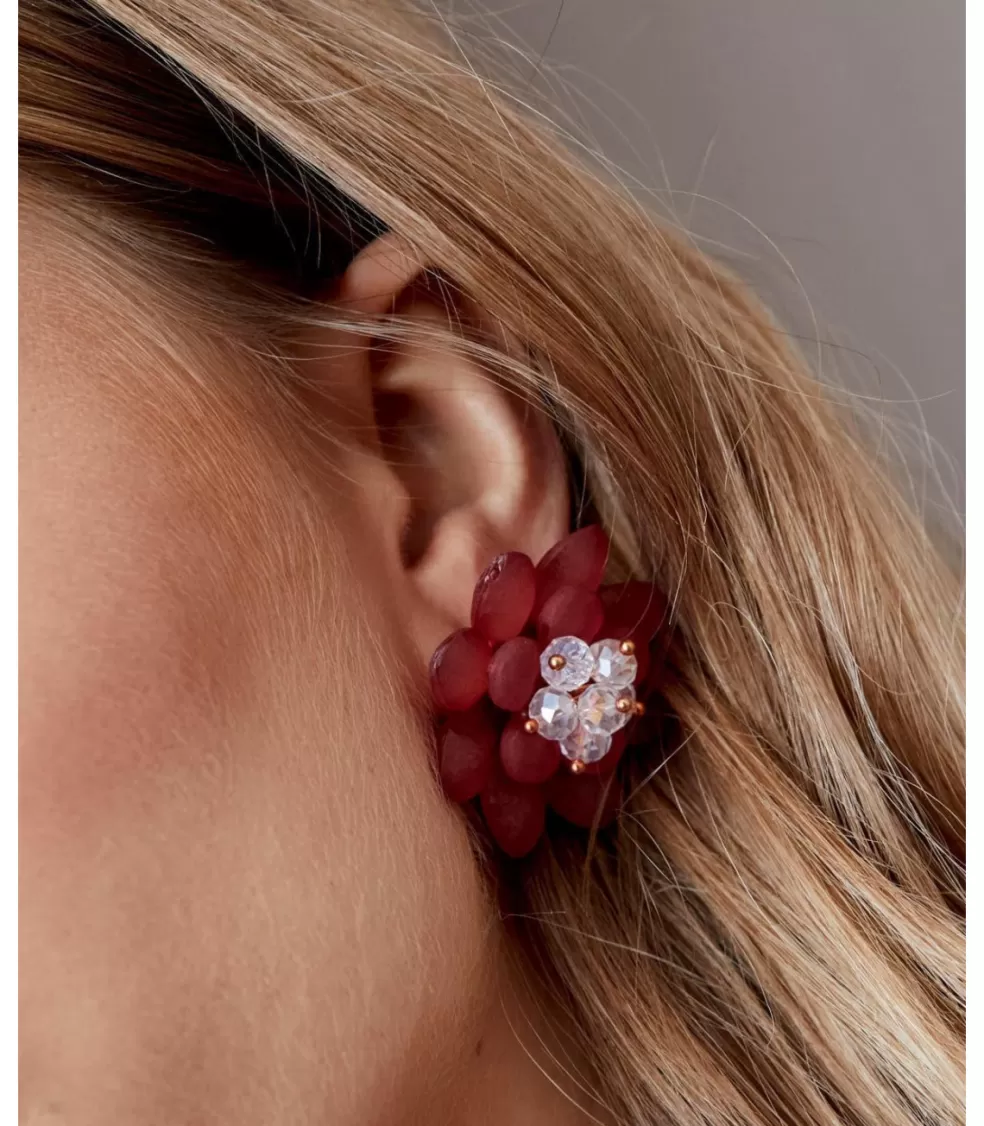 BISUTERÍA>Polin et moi Pendientes Flor Boliras Cereza