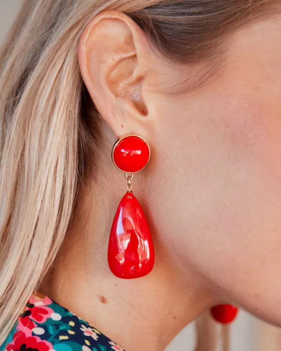BISUTERÍA | FERIA>Polin et moi Pendientes Lágrima Dolma Rojo