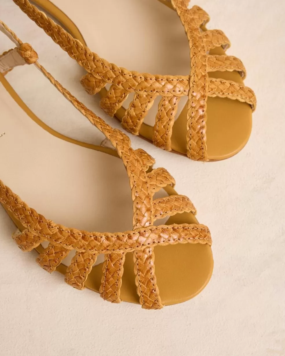 SANDALIAS | TRENZADOS>Polin et moi Sandalia Plana Aniala MOSTAZA