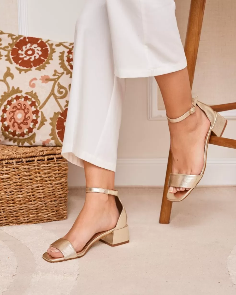 SANDALIAS | FERIA>Polin et moi Sandalia Tacón Plania Oro