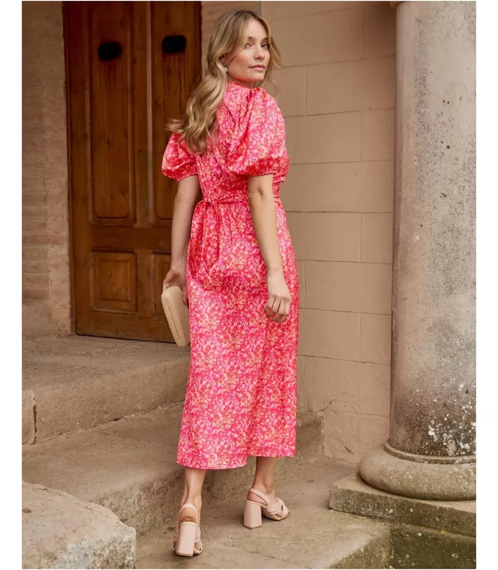 VESTIDOS INVITADA>Polin et moi Vestido Escote Xandra Fucsia