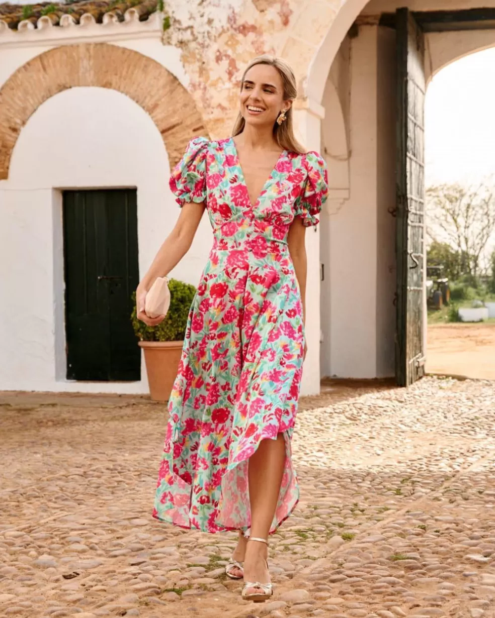 FERIA | VESTIDOS INVITADA>Polin et moi Vestido Flores Mar Celeste