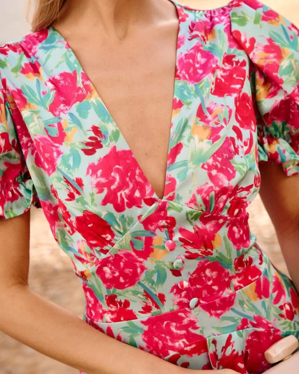 FERIA | VESTIDOS INVITADA>Polin et moi Vestido Flores Mar Celeste