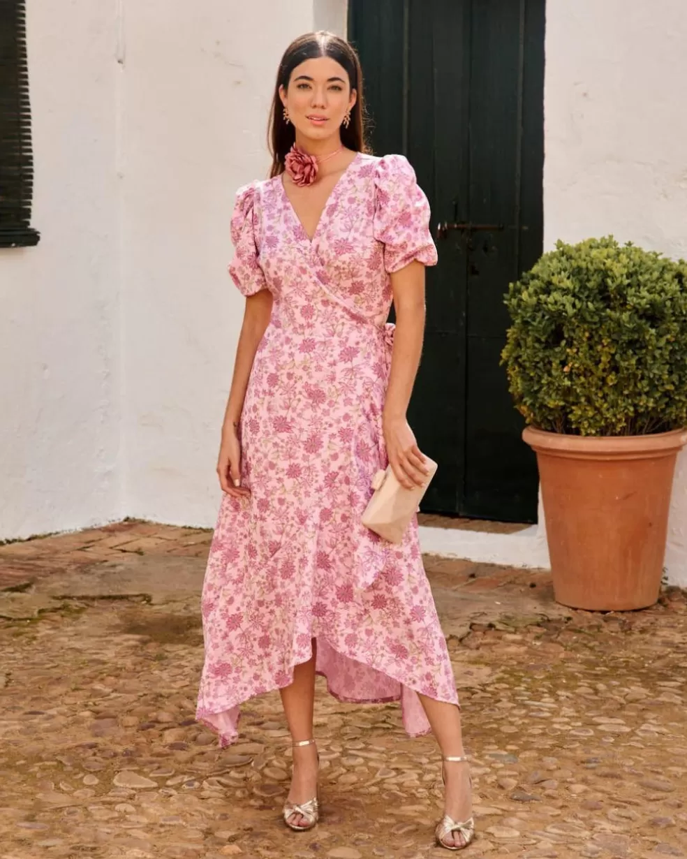 FERIA | VESTIDOS INVITADA>Polin et moi Vestido Flores Rubiera Rosa