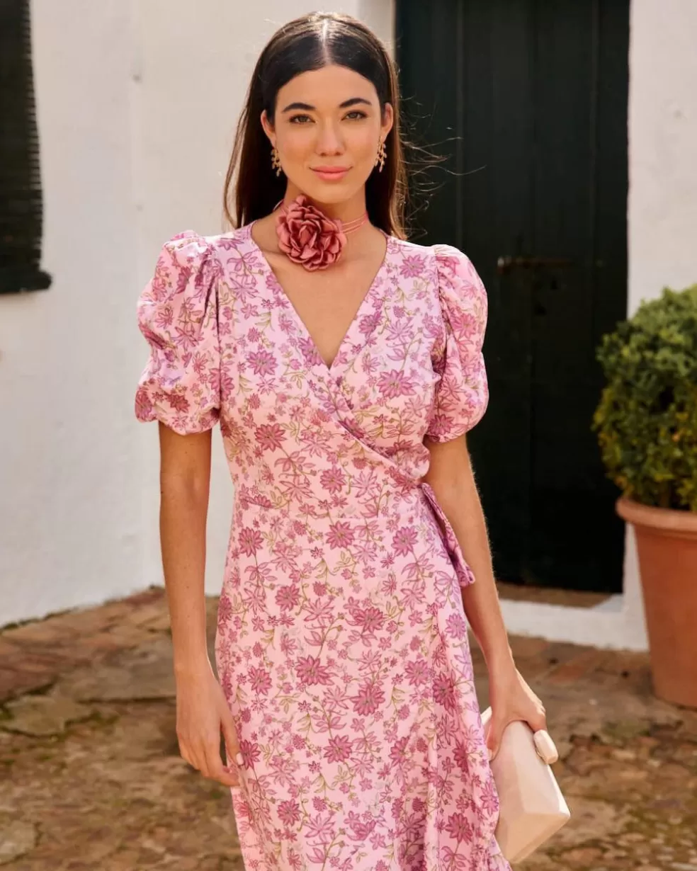 FERIA | VESTIDOS INVITADA>Polin et moi Vestido Flores Rubiera Rosa