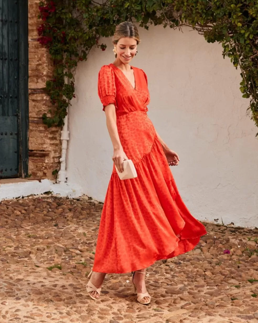 FERIA | VESTIDOS INVITADA>Polin et moi Vestido Flores Runa NARANJA