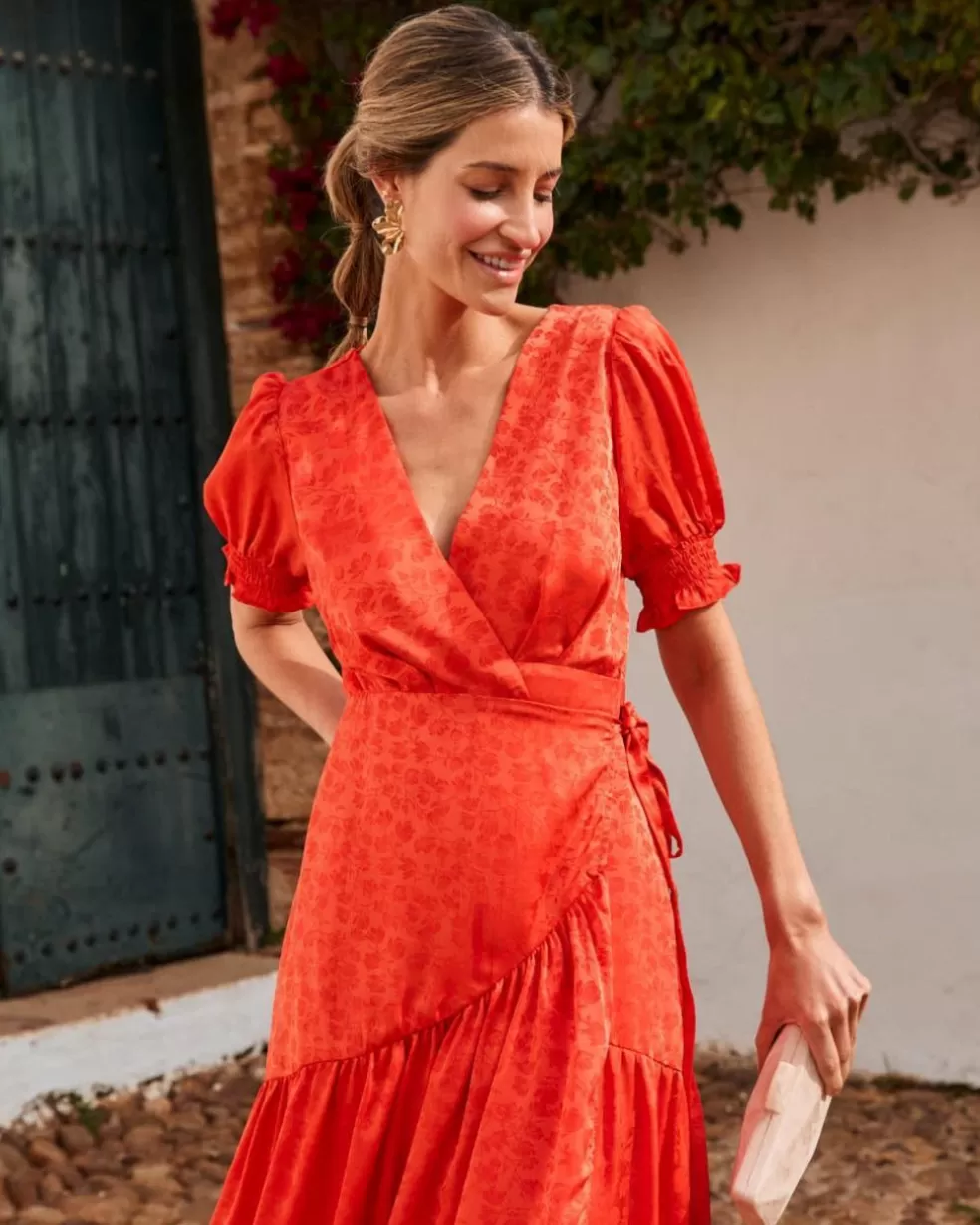 FERIA | VESTIDOS INVITADA>Polin et moi Vestido Flores Runa NARANJA