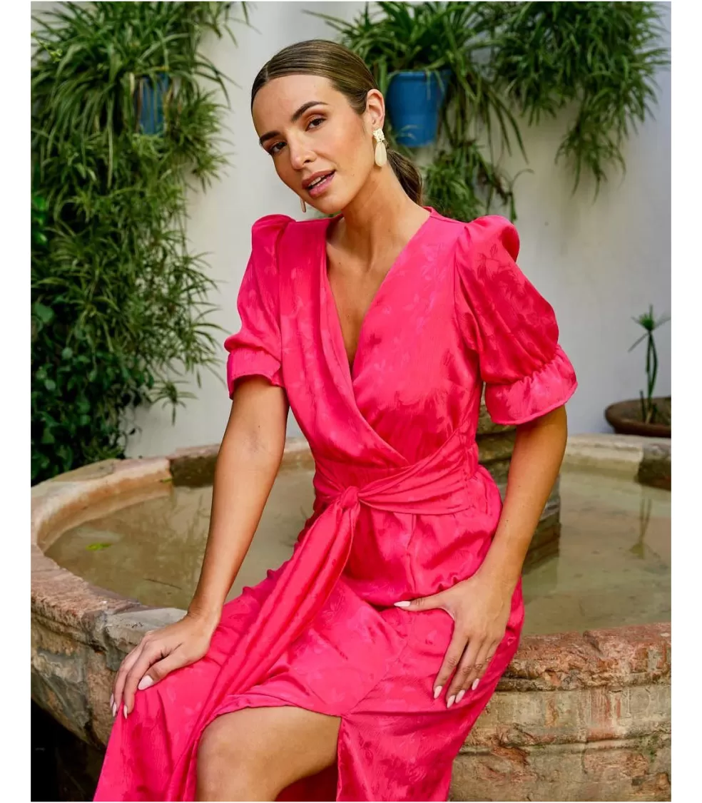 VESTIDOS INVITADA>Polin et moi Vestido Lazo Camelia Fucsia