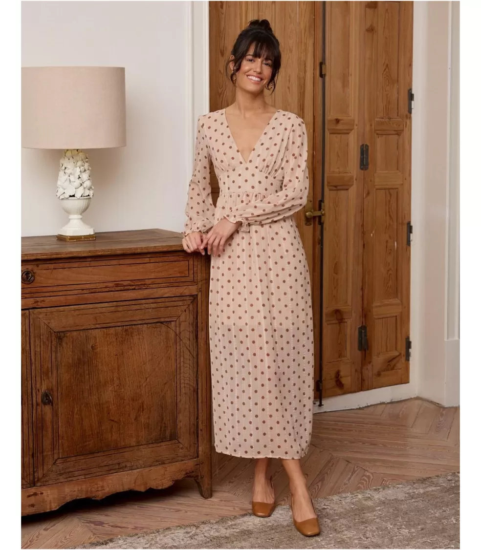 VESTIDOS Y MONOS>Polin et moi Vestido Lunares Adele beige