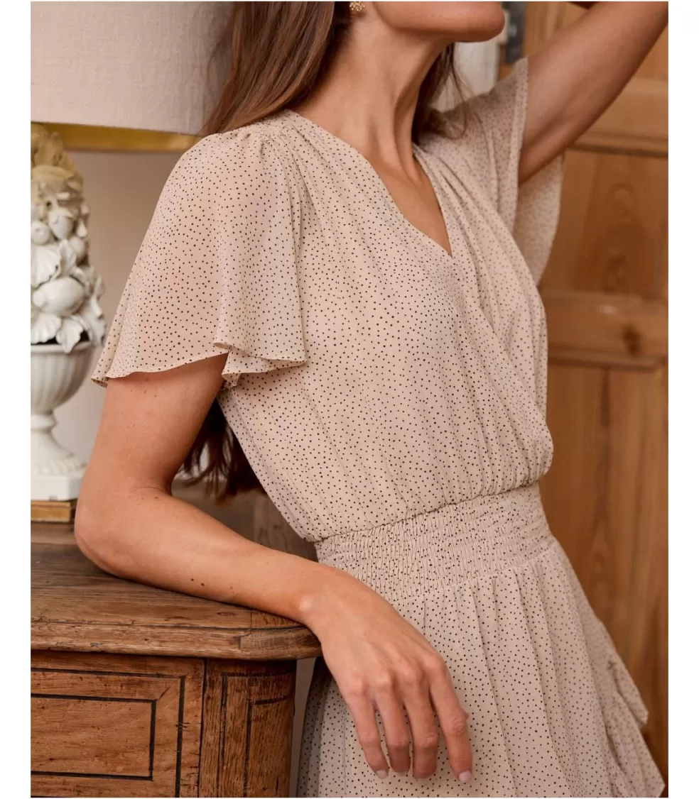 VESTIDOS Y MONOS>Polin et moi Vestido Lunares Pemela beige