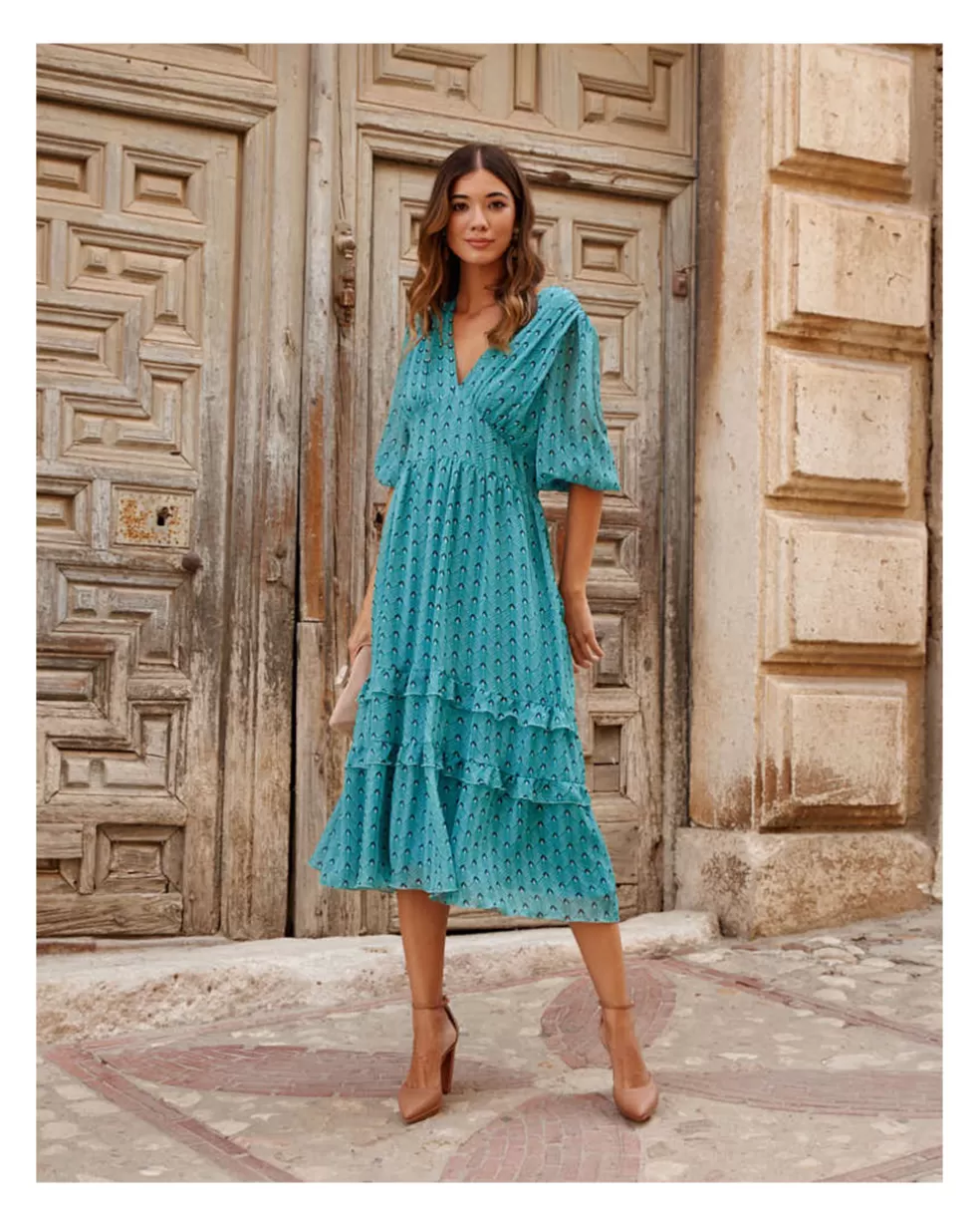 VESTIDOS INVITADA>Polin et moi Vestido Manchas Sicilia Celeste