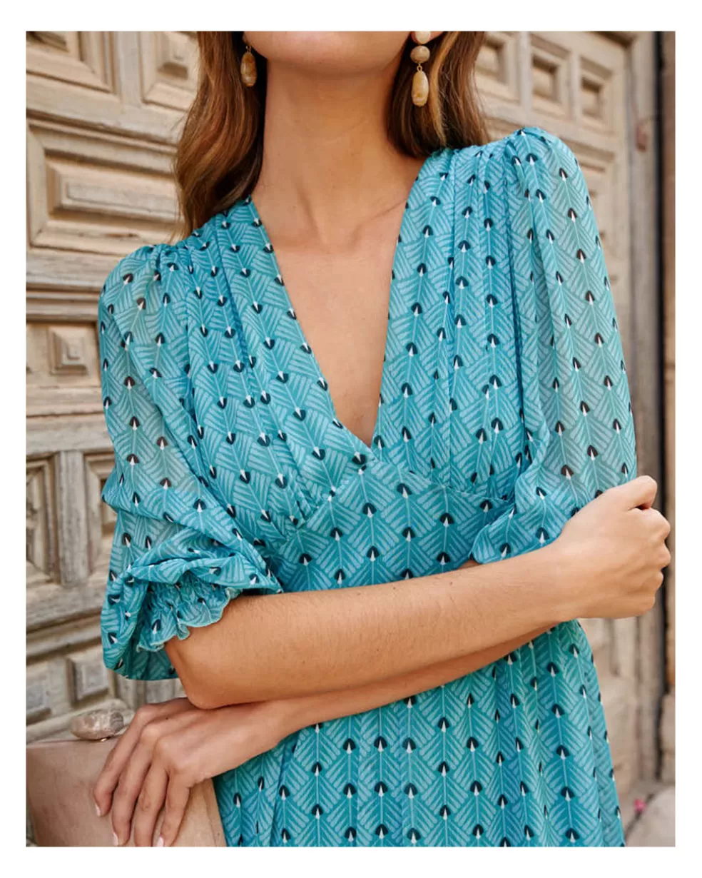VESTIDOS INVITADA>Polin et moi Vestido Manchas Sicilia Celeste