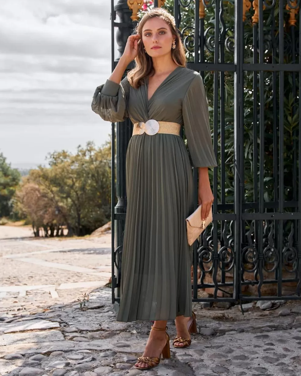 VESTIDOS INVITADA>Polin et moi Vestido Midi Nashira eucalipto