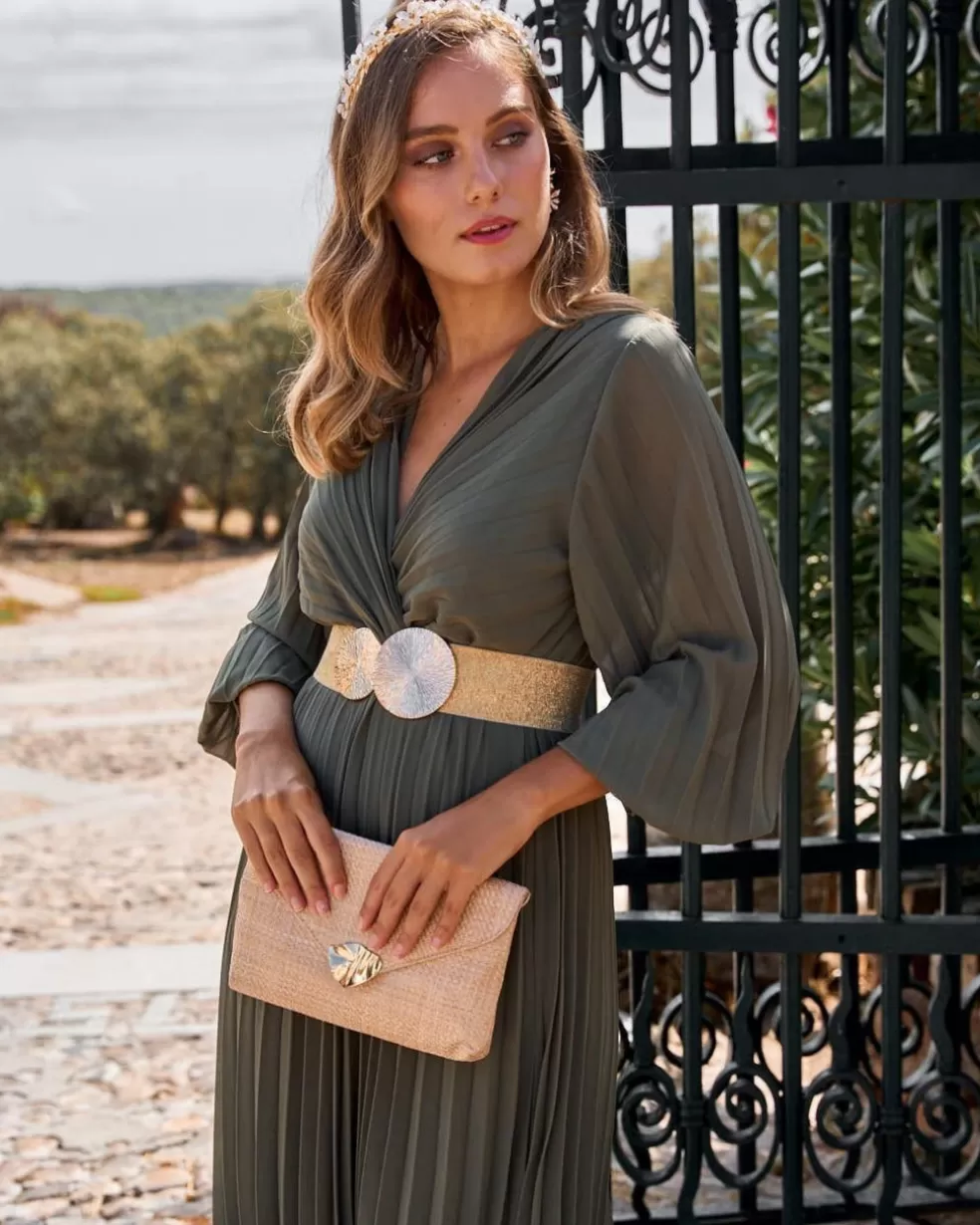 VESTIDOS INVITADA>Polin et moi Vestido Midi Nashira eucalipto