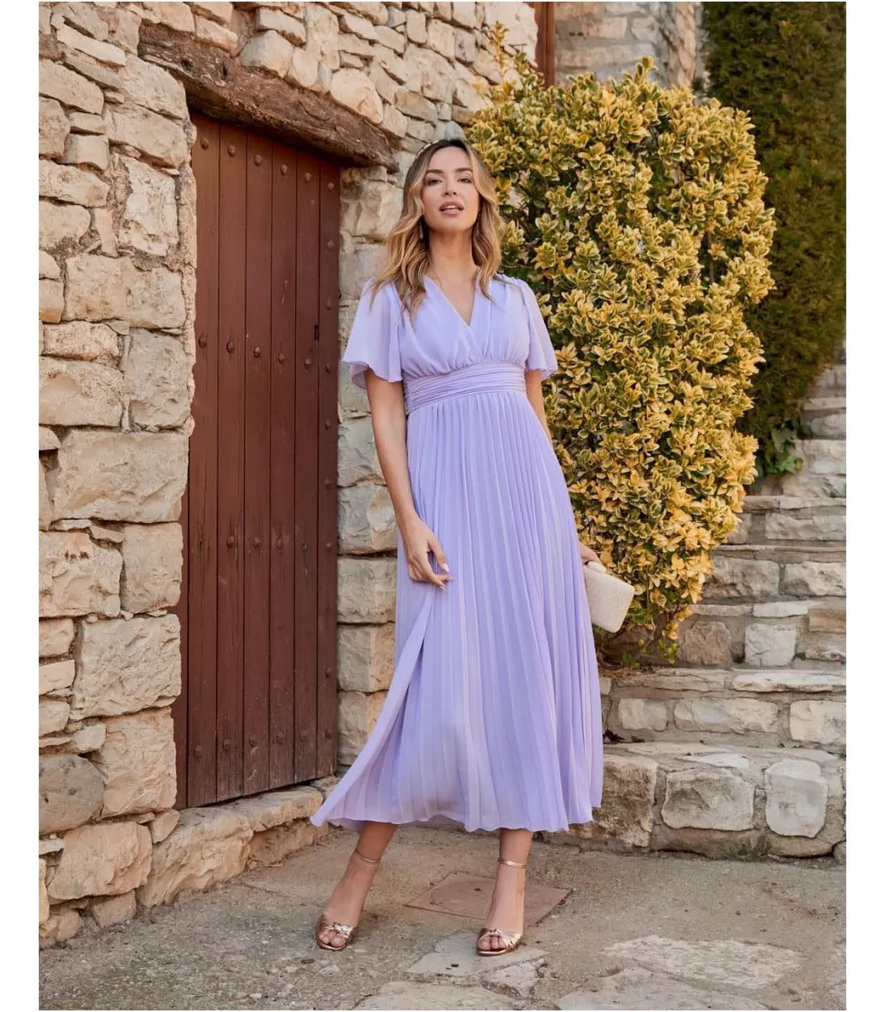 VESTIDOS INVITADA>Polin et moi Vestido Plisado Gema Lila