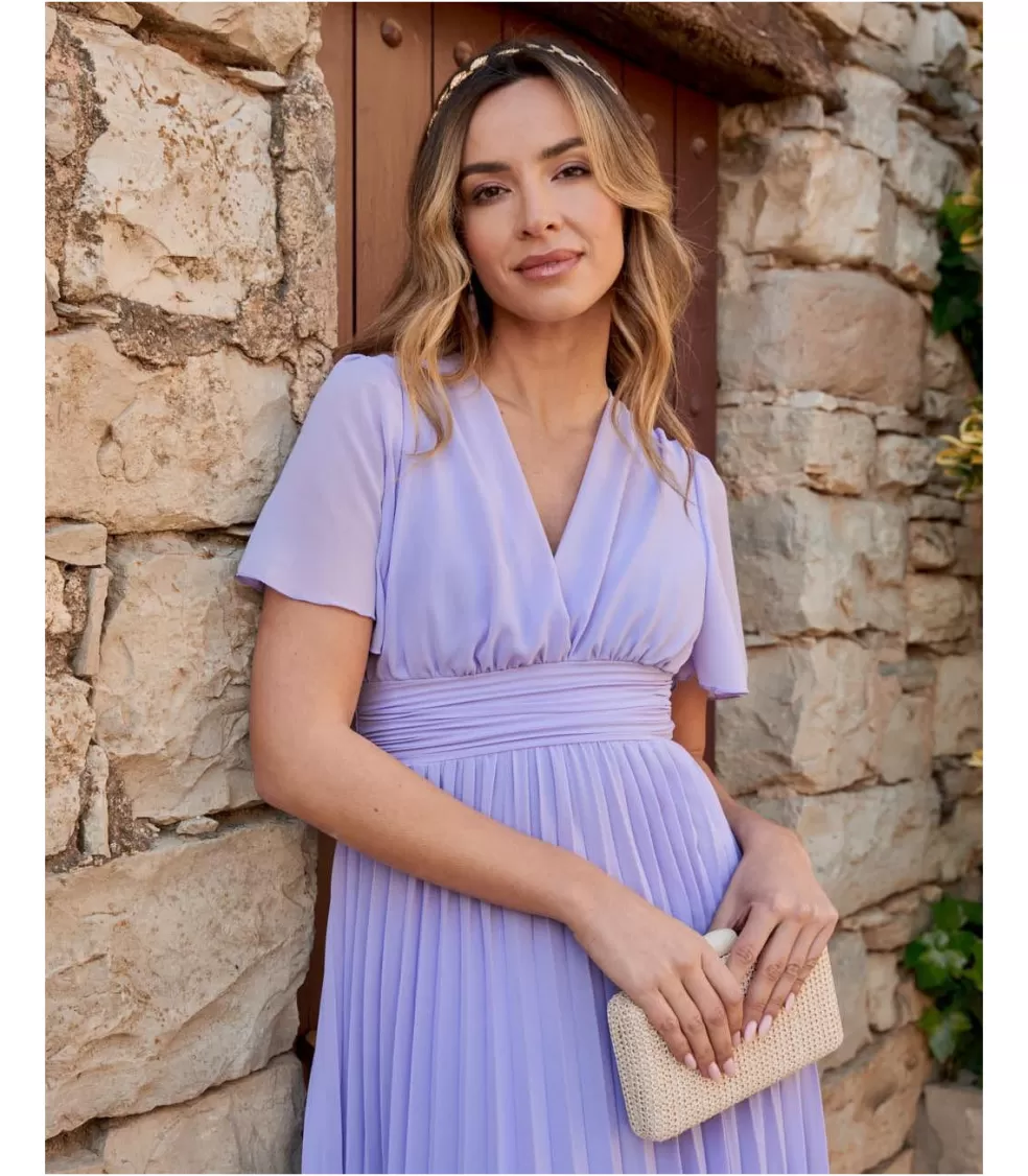 VESTIDOS INVITADA>Polin et moi Vestido Plisado Gema Lila